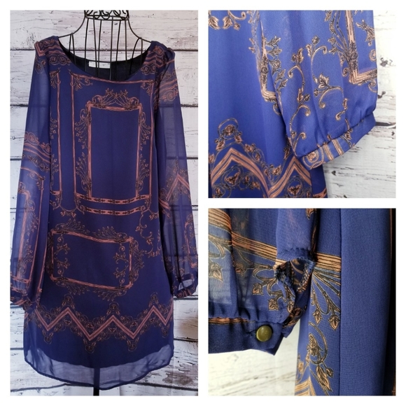 Ezra Blue and Pink Shift Dress - Picture 5 of 8